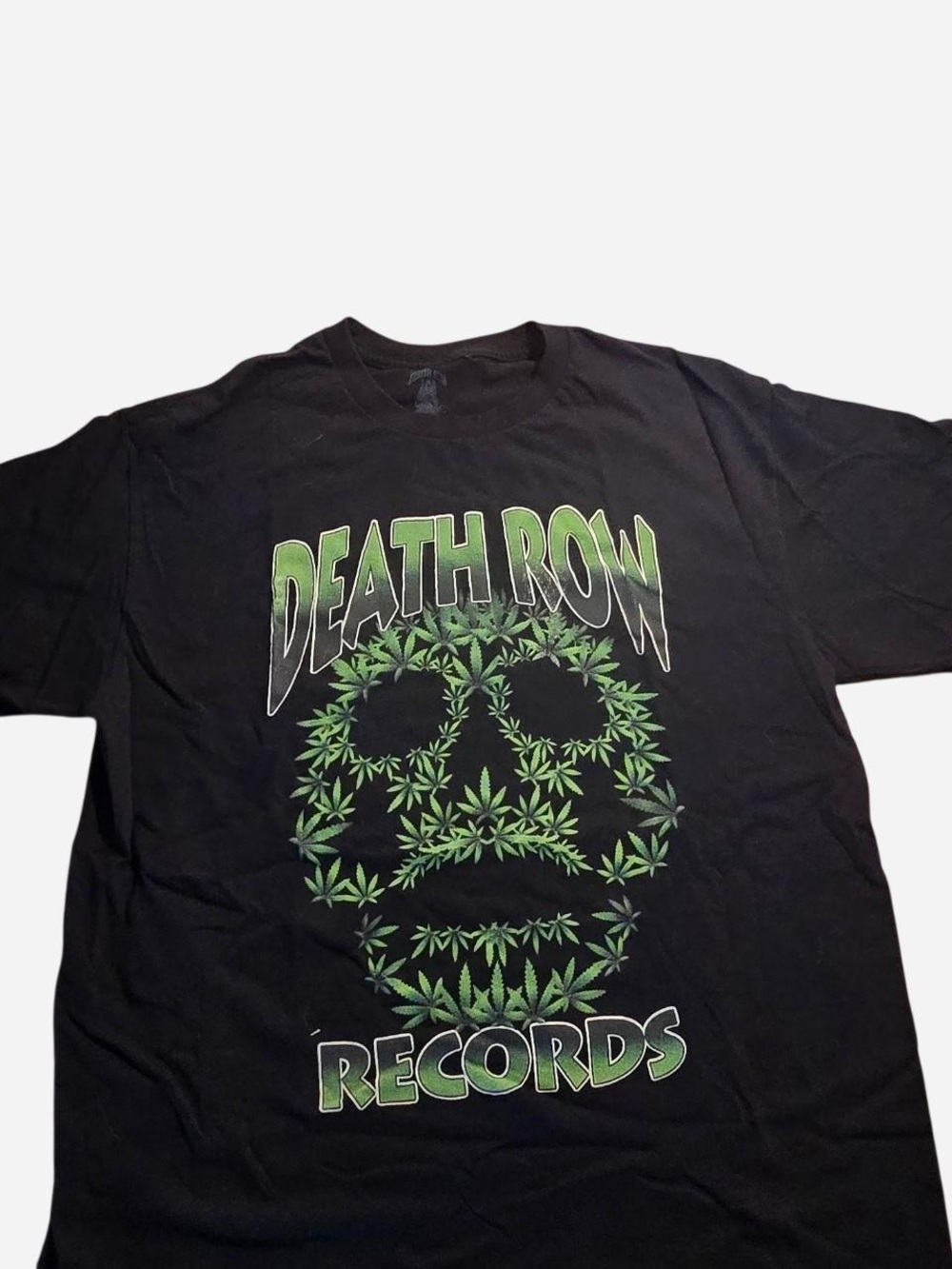 Black Graphic Tee - Green Skull Design